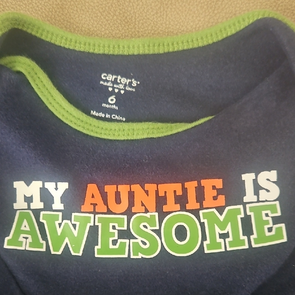 Carter's Yellow and Navy Baby Auntie Onesies - 6 Month - Picture 4 of 6